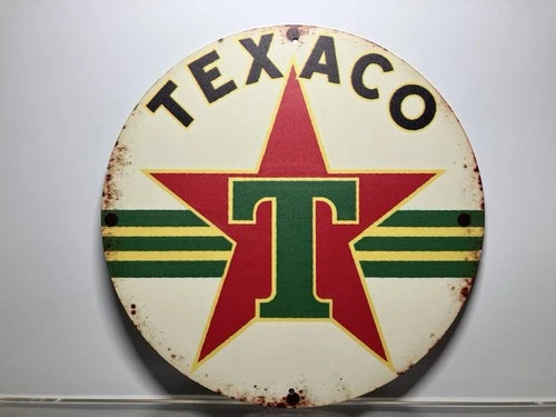 VINTAGE REPRODUCTION- ALUMINUM- METAL SIGN- MAN CAVE- GAS AND OIL- TEXACO