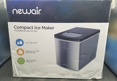 Newair Black Compact Ice Maker Countertop Portable 2 Cube Sizes New #NIM033SS00