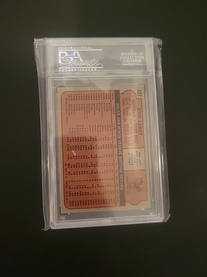 1972 TOPPS #727 JOSE LABOY PSA 9 - Image 2 of 2
