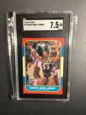 1986-87 Fleer #1 Kareem Abdul-Jabbar Los Angeles Lakers SGC 7.5 NM+ HOF
