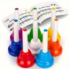 Hand Bells for Kids 8 Note Colorful Handbells Set Educational Musical Instrument