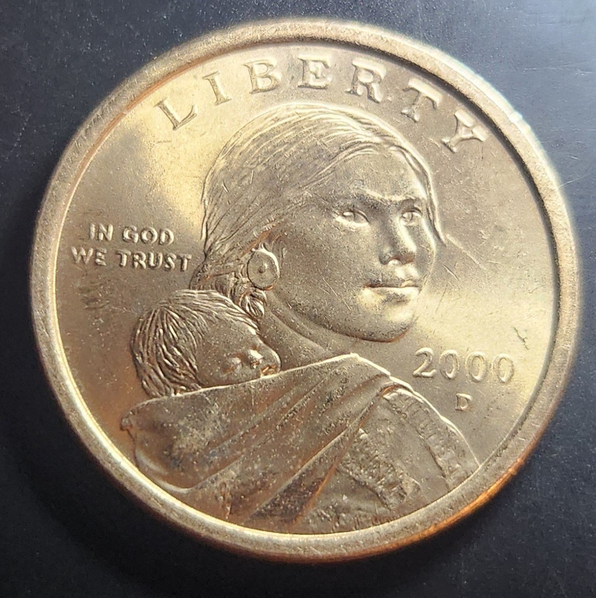 RARE 2000 D UNCERCULATED SACAGAWEA DOLLAR WITH DD ON IN GOD WE