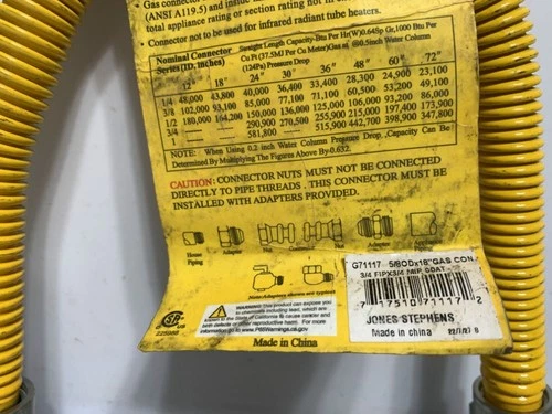 Jones Stephens G71117 Gas Connector 3/4" FIP x 3/4" MIP x 18" - Picture 2 of 3