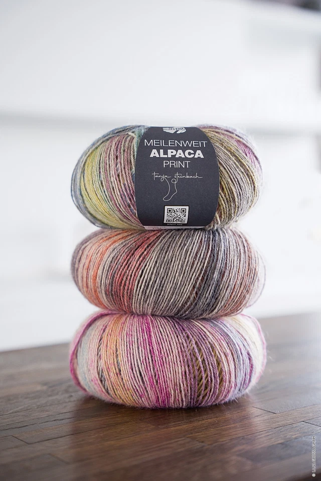 Lana Grossa Meilenweit 100g Alpaca print Sockenwolle 4fach Stricken (159,50€/kg) - Bild 2 von 3