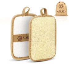 Almooni Premium Egyptian Exfoliating Loofah Pad Body Scrubber - Rectangular l...