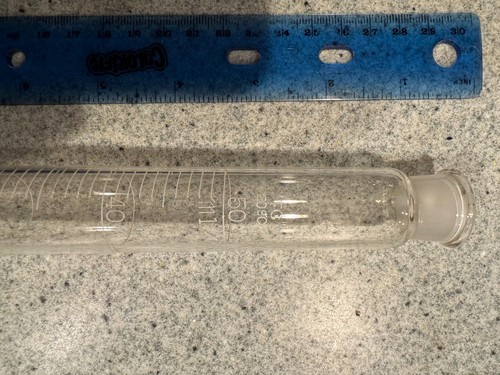 NOS, Pyrex Graduated Glass Cylinder cat# 2982 50ml includes ground glass stopper - Foto 2 di 4