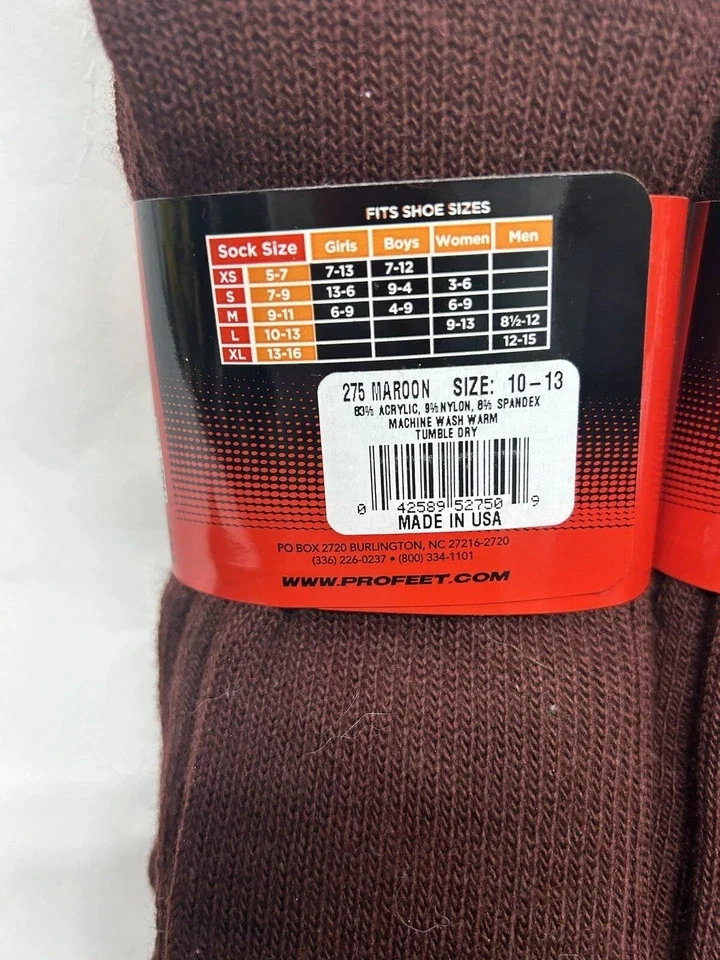 Lote de 2 calcetines Pro Feet multideportivos para hombre L granate (C6) Foto 4 de 4