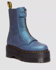 Dr Martens Jetta Hi Max Metallic Platform Boots Deep Blue Women SZ  6. New