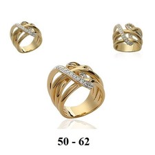 Dolly-Bijoux Bague T54 ZIG ZAG de Diamant Cz Plaqué Or 18K 5 Microns 