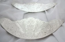 Pair Hansen Western Saddle Oklahoma Corner Plates Silver plate Horse Trim New
