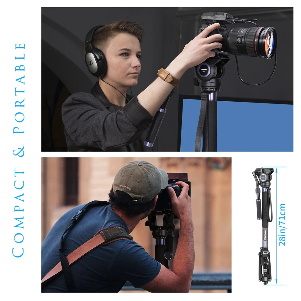 INNOREL VM70CK Carbon Fiber Monopod Kit Professional Fluid Head for DSLR Camera - image 2 of 4