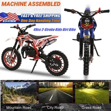 49cc 2-Stroke Kids Dirt Bike, Gas Power Motocross, Mini Motorcycle Blue/Red