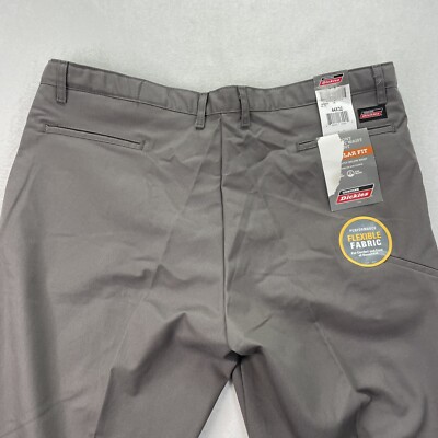 Genuine Dickies Flat Front Men Work Pants 34×32 Gray regular Fit 