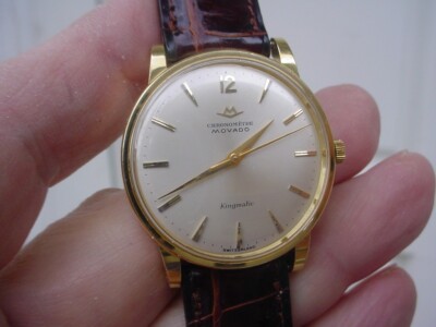 RARE! Vintage 18K Gold Movado Kingmatic Sub Sea 28 Jewels Chronometer.