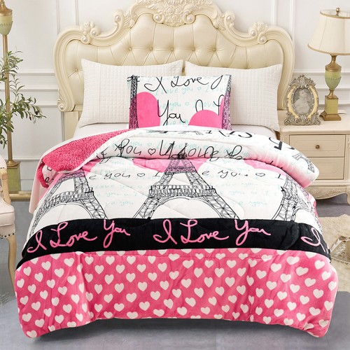 Kids Comforter Set Micromink Sherpa Twin Size With Pillow Shams Bedding Throw - Picture 7 of 76