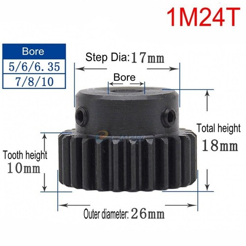 Ingranaggio Trasmissione Denti 1 Mod Spur Gear 10T-150T con Passo 45# Ingranaggio Pignone Acciaio - Foto 32 di 39