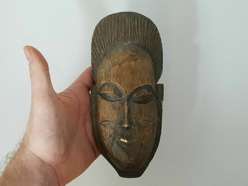 Masque africain Afrique en bois sculpté cabinet curiosités 20 cm - Imagen 7 de 12