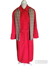 Vintage London Towne Red Trench Coat With Scarf Set