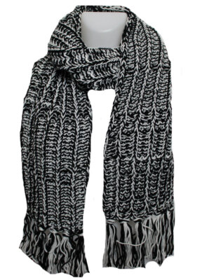 SCHAL STRICKSCHAL GROBER STRICH SCHWARZ WEISS BILLABONG  Gr. 200 x 25 cm
