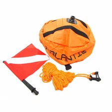 Palantic Nylon Ball-Shape Spearfishing Float w/ Dive Flag – 31″ × 8″