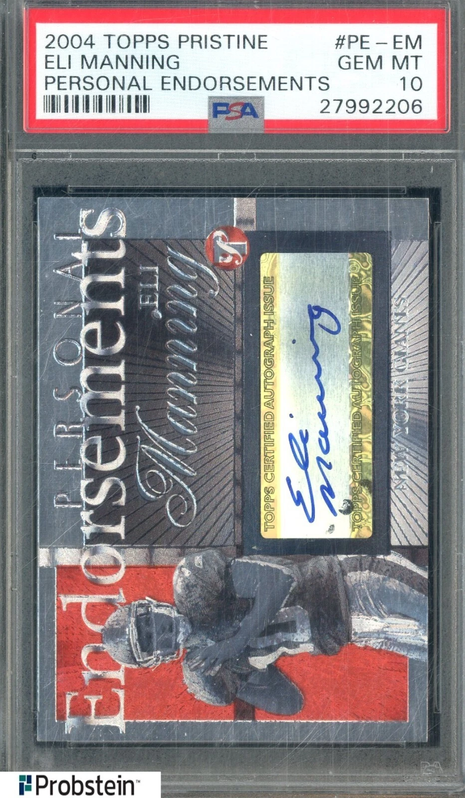 Eli Manning Topps Pristine Personal Endorsements #PEEM Base