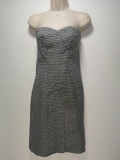 Oasis Black and White Zip Back Bandeau Cotton Shift Dress - Size 8 (022y)