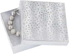 Jewelry Boxes 100 Silver Foil Cotton Filled Retail #33 Gift 3 ½” x  3 ½” x 1" H