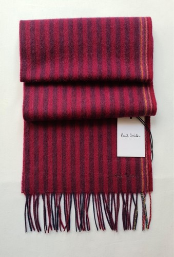 Paul Smith Two Stripe Cashmere Blend Scarf burgundy/multi - Imagen 2 de 4