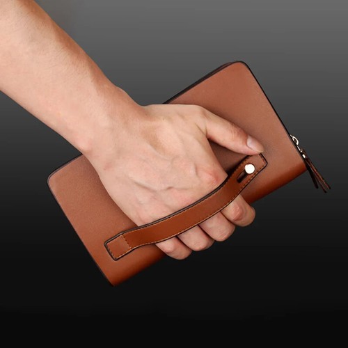 Men Clutch Bag Men's Long Purse Large Capacity Men's Wallets Cell Phone Pocket - Picture 8 of 9