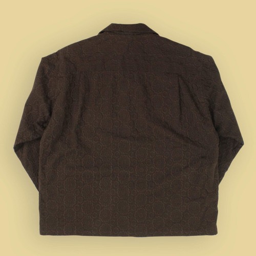 Niche. Japan Brown Floral Embroidered Cotton Muslin Open Collar Shirt M - Picture 2 of 5