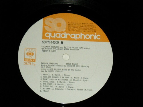 ost BARBRA STREISAND Japan 1973 QUAD / SQ SOPN-440 NM LP FUNNY GIRL - Imagen 9 de 10