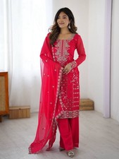 Party Wear Designer Faux Georgette Kurta Palazzo With Dupatta For Women