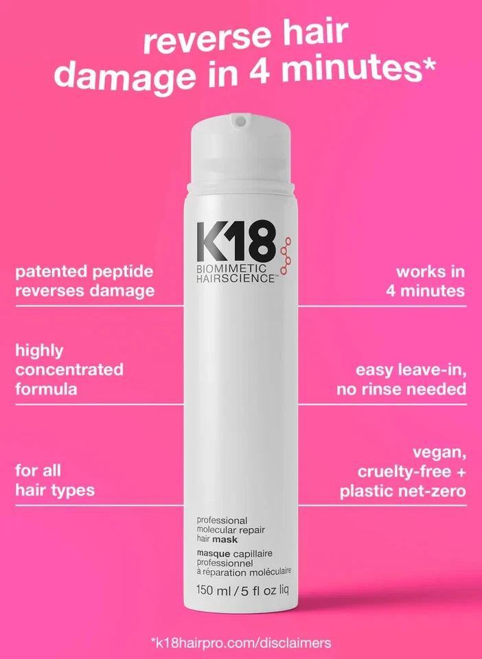 K18 Leave-In Molecular Repair Hair Mask 150ml - Masque réparateur sans rincage - Imagen 3 de 4