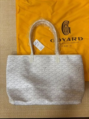 GOYARD Artois PM Tote Bag White Shopping Purse Zip Unisex Canvas