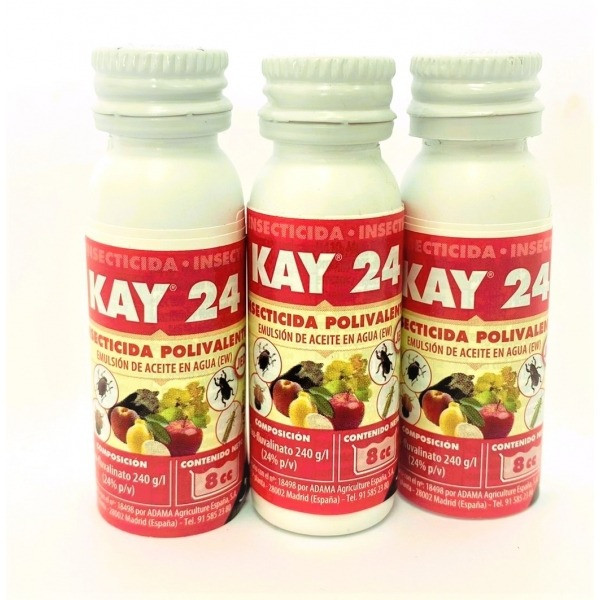 Insecticida Kay Tau-fluvalinato 24% 24cc. Tratamiento 45 lts. Pulgon Prays