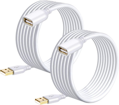USB Extension Cable White 15ft, 2 Pack USB 2.0 Extender Cable Type A Male to A F