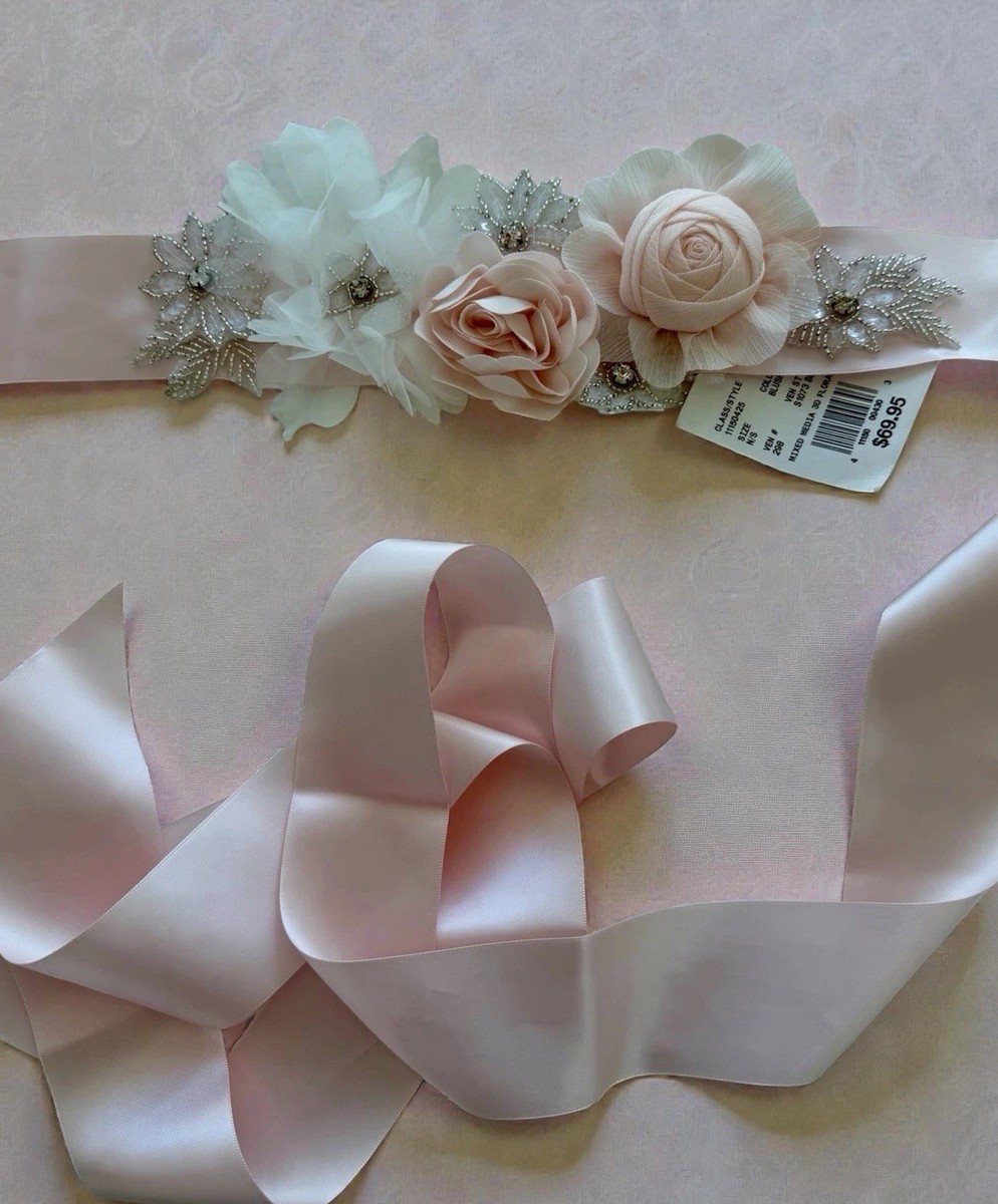 NWT David’s Bridal Pink And Silver Dress Belt David Bridal Wedding Dress Sash Belt Crystal Rhinestones  main image 3
