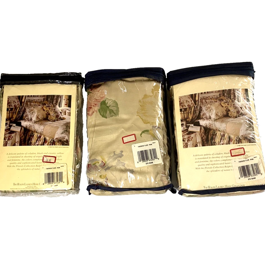 Fundas de almohada estándar vintage Ralph Lauren "Therese", nuevas sin etiquetas (paquete abierto) Foto 2 de 4