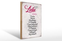 Holzschild Spruch 30X40Cm Rezept Liebe Zutaten Schild