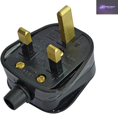 13A 240V CEE 7/3 schwarzer Stecker - leichter Kunststoff und VDE-geprüft