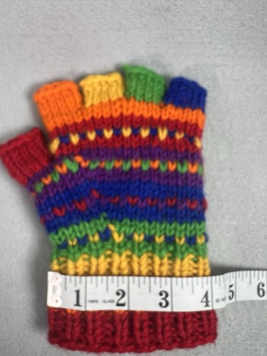 Wool Fleece Lined Fingerless Gloves Hand Knit Warm Rainbow Made In Nepal Texting - Picture 12 of 13