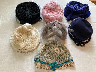 Lot 7 Vtg 1950's Womans Hats Pillbox Union Maxines Netting Satin Wool Glenover
