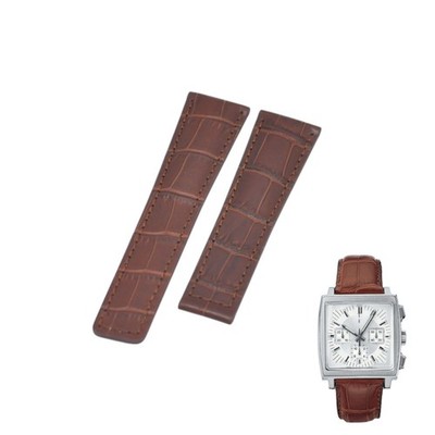 22mm Brown Leather Watch Strap For Tag Heuer Monaco CW2112 FC6178