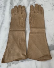 Vintage Women's Long Leather Gloves Camel Brown Unlined Medium
