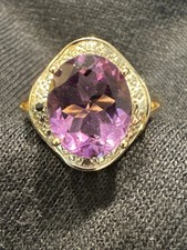 10K Solid Yellow Gold Amethyst Cocktail Ring ...