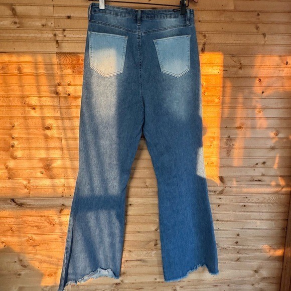 Almost Famous Contrast Patchwork Denim Flare Jean… - image 2