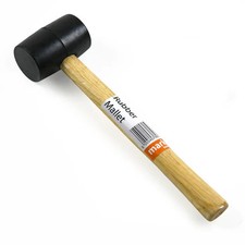 8oz Rubber Mallet Hammer Wooden Shaft Handle DIY Camping Tenting Paving Tool