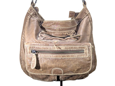 Esprit Genuine Soft Leather Crossbody Bag Brown Multi Pocket Excellent Pre-Owned