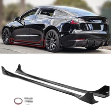 For 17-25 Tesla Model 3 Highland Winglet Style Gloss Black Side Skirt Extension