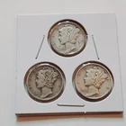 1939 Silver Mercury Dime set!  3 Coins  1939 P 1939 S 1939 D.    A177